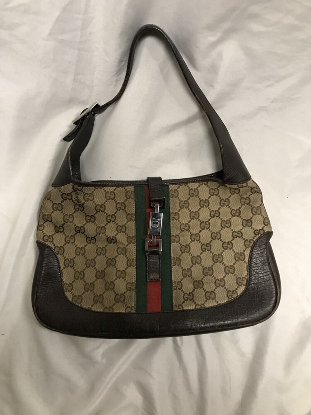 Gucci Brown GG Web Calfskin Medium Jackie O Hobo Bag PPSJKI 338740